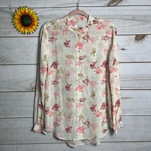 Equipment Femme Floral Print Silk Button Down Blouse Shirt Small